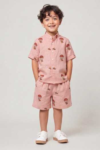 MR Brat Dusty Rose Aviatir Shirt & Shorts Set 