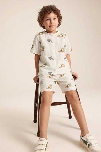 MR Brat Lion Safari Print Shirt & Shorts Co-ord Set 