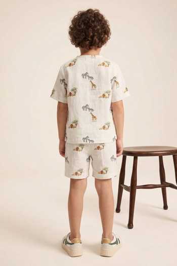 MR Brat Lion Safari Print Shirt & Shorts Co-ord Set 