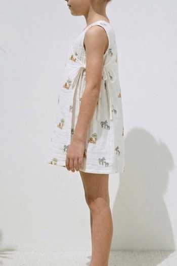 MR Brat White Cotton Jungle Safari Print Angarkha Dress Online at Aza Fashions MR Brat_White Cotton Jungle Safari Print Angarkha Dress _Online_at_Aza_Fashions