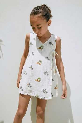 MR Brat Jungle Safari Print Cotton Angarkha Dress 