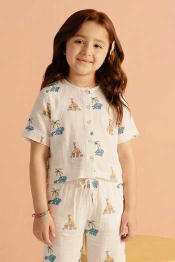 MR Brat_White Cotton Giraffe Print Top And Trouser Lounge Set _Online_at_Aza_Fashions