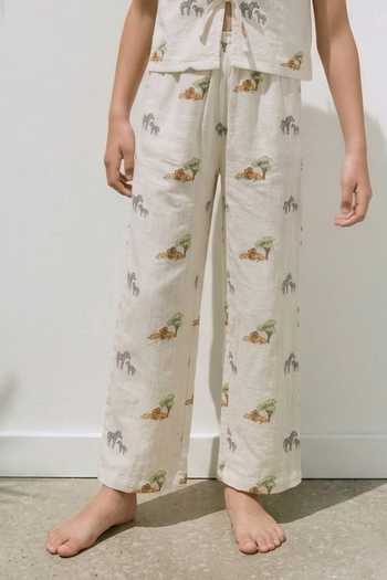 MR Brat Ivory Cotton Luna Printed Top And Trouser Co-ord Set Online at Aza Fashions MR Brat_Ivory Cotton Luna Printed Top And Trouser Co-ord Set _Online_at_Aza_Fashions