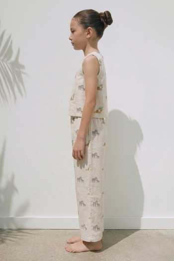 Shop MR Brat Ivory Cotton Luna Printed Top And Trouser Co-ord Set Online at Aza Fashions Shop_MR Brat_Ivory Cotton Luna Printed Top And Trouser Co-ord Set _Online_at_Aza_Fashions