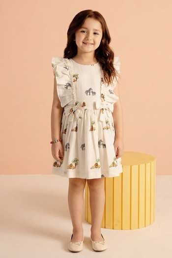 MR Brat Lion Safari Print Bow Dress 