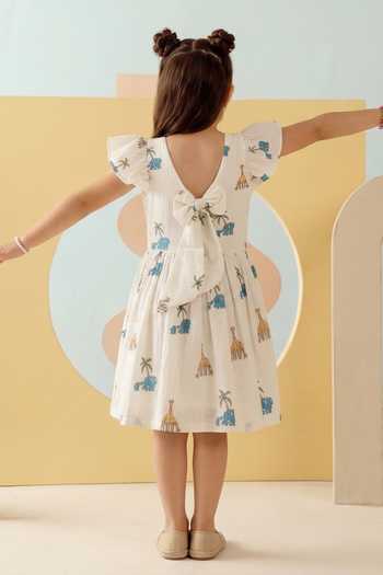 MR Brat Giraffe Print Gathered Dress 