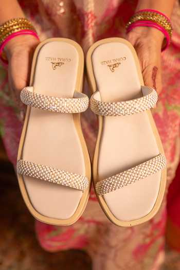 Coral Haze_Ivory Crysta Double Rhinestone Strap Sliders _Online_at_Aza_Fashions