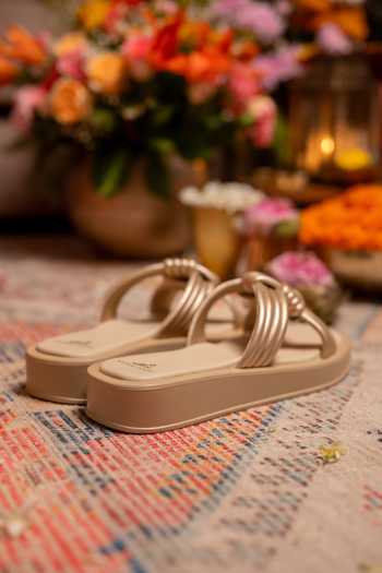 Coral Haze Oro Multiple Knotted Strap Slides 