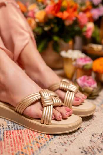 Coral Haze Oro Multiple Knotted Strap Slides 