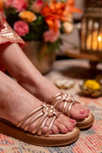 Coral Haze_Rose Gold Demi Multiple Knotted Strapped Sliders _Online_at_Aza_Fashions