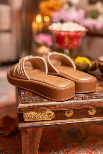 Coral Haze Indy Broad Knotted Strap Sliders 