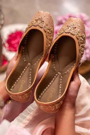 Buy Coral Haze Beige Dilara Hand Embroidered Juttis Online at Aza Fashions Buy_Coral Haze_Beige Dilara Hand Embroidered Juttis _Online_at_Aza_Fashions