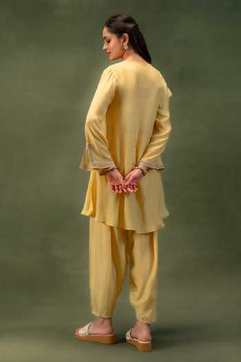 Grass & Sunshine Golden Dune Lace Detailed Kurta & Salwar Set 