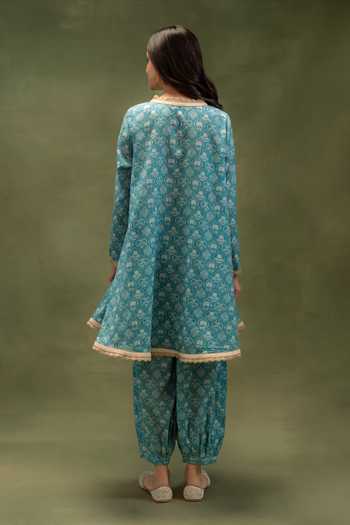 Grass & Sunshine Indigo Nomad Charm Kurta & Dhoti Pant Set 