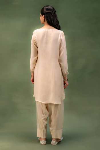Grass & Sunshine Ivory Drift Kurta & Farshi Salwar Set 