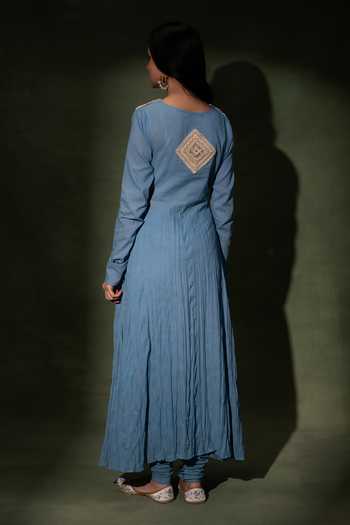 Grass & Sunshine Azure Garden Grace Cotton Anarkali Set 