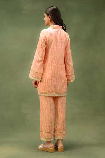 Grass & Sunshine Blush Lattice Charm Kurta & Pant Set 