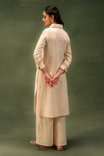 Grass & Sunshine Sand Dune Jute Lace Kurta & Palazzo Set 