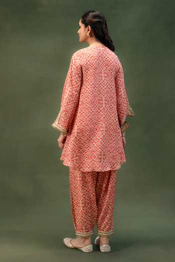 Grass & Sunshine Rosewood Bloom Printed Kurta & Dhoti Pant Set 