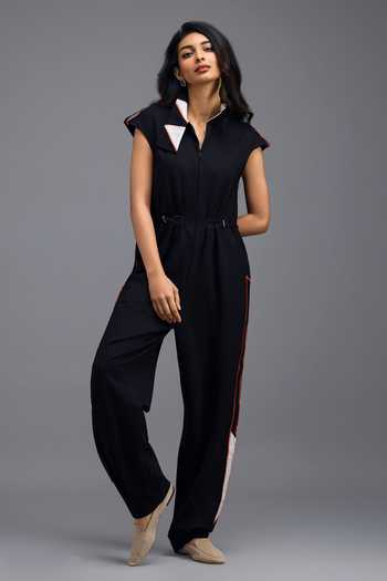 Deepika Arora_Black Roma Panelled Jumpsuit _Online_at_Aza_Fashions