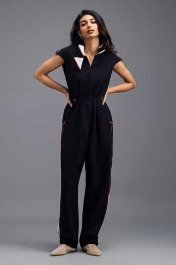 Buy_Deepika Arora_Black Roma Panelled Jumpsuit _Online_at_Aza_Fashions