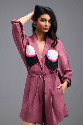 Buy Deepika Arora Pink Linen Colorblock Jumpsuit Online at Aza Fashions Buy_Deepika Arora_Pink Linen Colorblock Jumpsuit _Online_at_Aza_Fashions