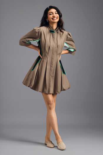 Deepika Arora Pleated Panelled Cotton Dress 