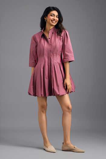 Deepika Arora Pleated Cotton Short Dress 