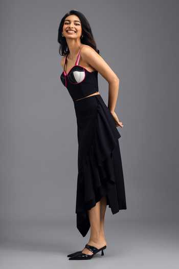 Deepika Arora_Black Roma Sweetheart Neck Embroidered Corset Top _Online_at_Aza_Fashions