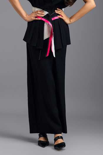 Buy_Deepika Arora_Black Linen V-neck Top And Pant Set _Online_at_Aza_Fashions