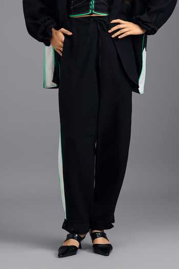 Buy Deepika Arora Black Linen Open , Bandeau Neon Geometric Jacket And Pant Set Online at Aza Fashions Buy_Deepika Arora_Black Linen Open , Bandeau Neon Geometric Jacket And Pant Set _Online_at_Aza_Fashions