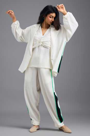 Deepika Arora White Linen Open Neck, Jacket And Trouser Set at Aza Fashions Deepika Arora_White Linen Open Neck, Jacket And Trouser Set _at_Aza_Fashions