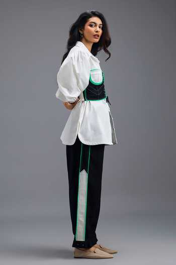 Deepika Arora Black Cotton Bandeau , Collared Shirt And Pant Set at Aza Fashions Deepika Arora_Black Cotton Bandeau , Collared Shirt And Pant Set _at_Aza_Fashions