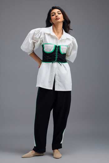 Buy Deepika Arora Black Cotton Bandeau , Collared Shirt And Pant Set Buy_Deepika Arora_Black Cotton Bandeau , Collared Shirt And Pant Set