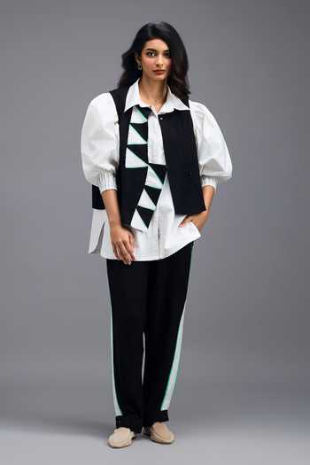 Deepika Arora Panelled Linen Vest & Trouser Set 