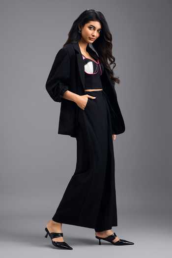 Buy_Deepika Arora_Black Linen Full Sleeve Blazer _Online_at_Aza_Fashions