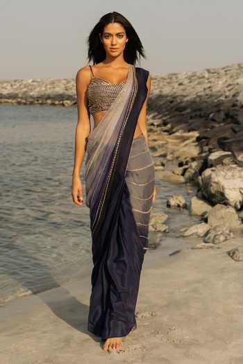 Rosé Anupama Khanna Hand Embroidered Pre-Draped Saree With Blouse 