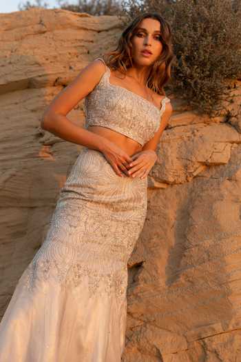 Buy Rosé Anupama Khanna Silver Silk, Organza, Tissue Square Neck Hand Embroidered Top And Skirt Set Online at Aza Fashions Buy_Rosé Anupama Khanna_Silver Silk, Organza, Tissue Square Neck Hand Embroidered Top And Skirt Set _Online_at_Aza_Fashions