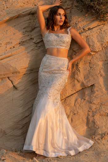 Rosé Anupama Khanna Hand Embroidered Top & Skirt Set 