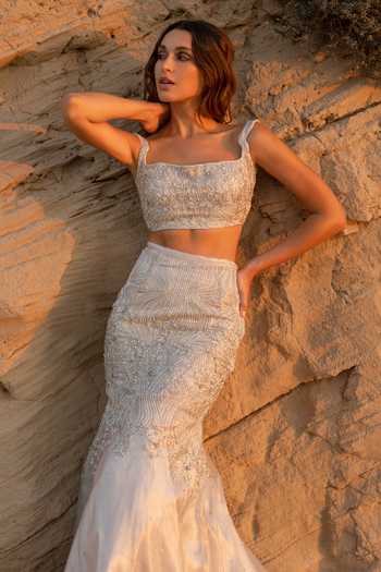 Rosé Anupama Khanna Hand Embroidered Top & Skirt Set 