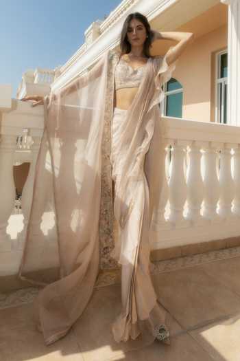 Rosé Anupama Khanna Pre-Draped Saree With Embroidered Blouse 