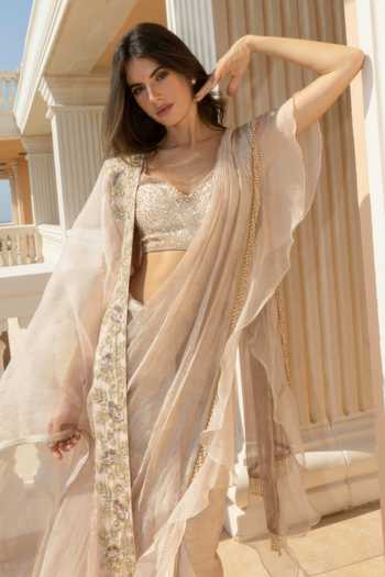 Rosé Anupama Khanna Pre-Draped Saree With Embroidered Blouse 