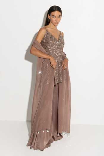 Rosé Anupama Khanna Hand Embroidered Top Palazzo Set 