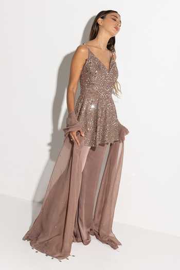 Rosé Anupama Khanna Hand Embroidered Top Palazzo Set 