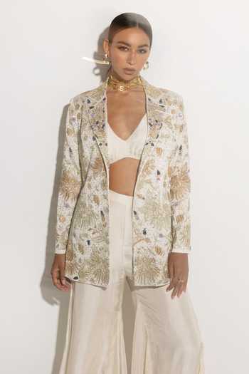 Rosé Anupama Khanna Ivory Silk, Satin, Georgette Open Neck, Hand Embroidered Jacket Set Online at Aza Fashions Rosé Anupama Khanna_Ivory Silk, Satin, Georgette Open Neck, Hand Embroidered Jacket Set _Online_at_Aza_Fashions