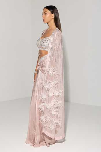 Rosé Anupama Khanna Hand Embroidered Cape Skirt Set 