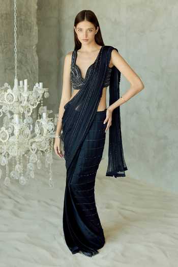 Rosé Anupama Khanna Hand Embroidered Pre-Draped Saree With Blouse 