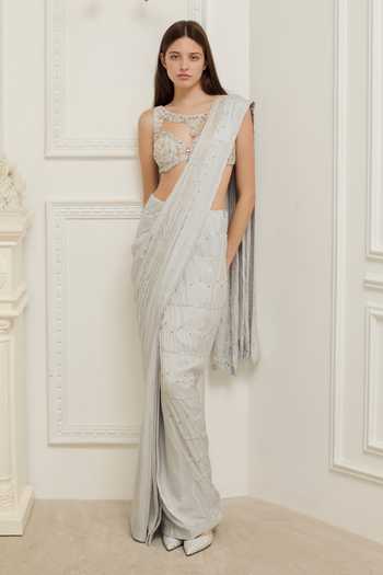 Rosé Anupama Khanna Hand Embroidered Pre-Draped Saree & Blouse Set 