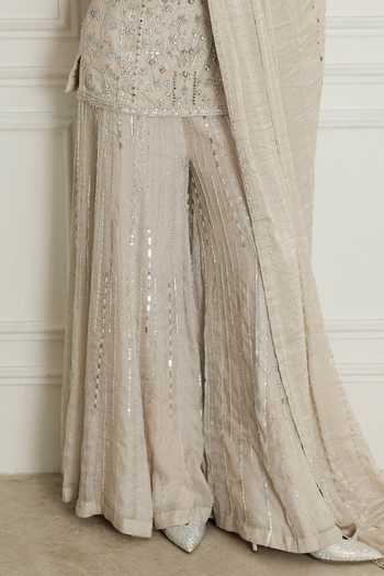 Buy Rosé Anupama Khanna Silver Silk, Georgette, Tissue Sequins, Stones Hand Embroidered Kurta Set Online at Aza Fashions Buy_Rosé Anupama Khanna_Silver Silk, Georgette, Tissue Sequins, Stones Hand Embroidered Kurta Set _Online_at_Aza_Fashions