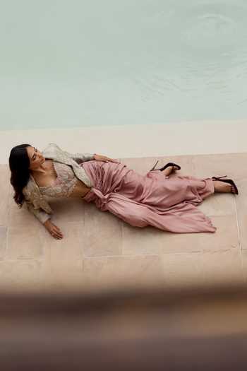 Rosé Anupama Khanna Hand Embroidered Jacket Skirt Set 